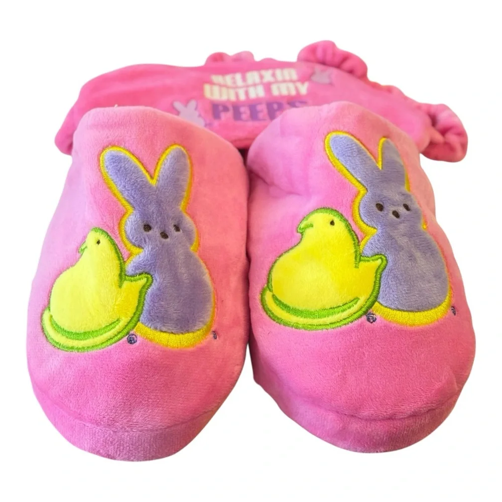 Peeps Pink Slippers and Eye Mask Gift Set- Big Girl/Boy 13-1